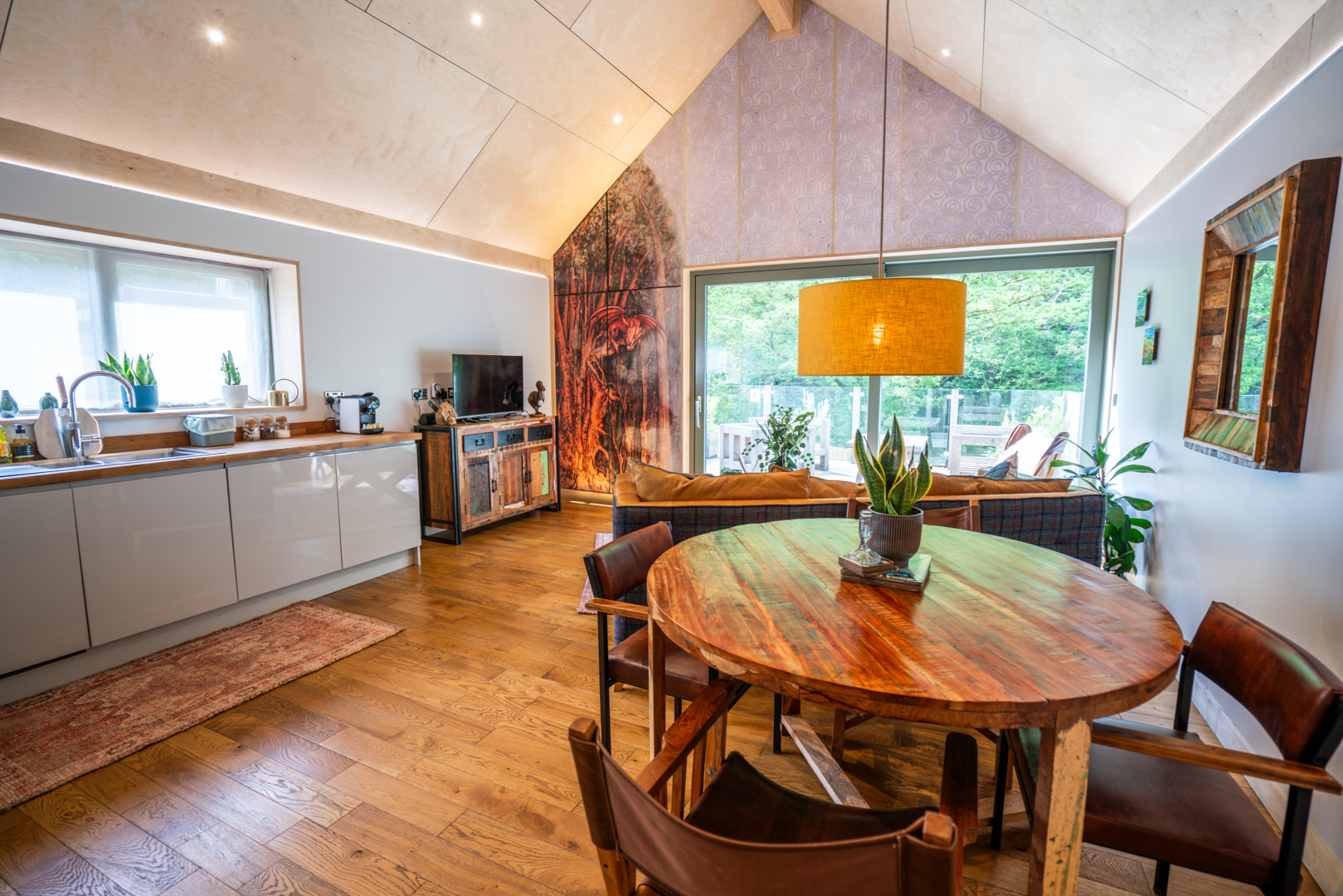 Living space in Rosemary Lodge, Brecon View